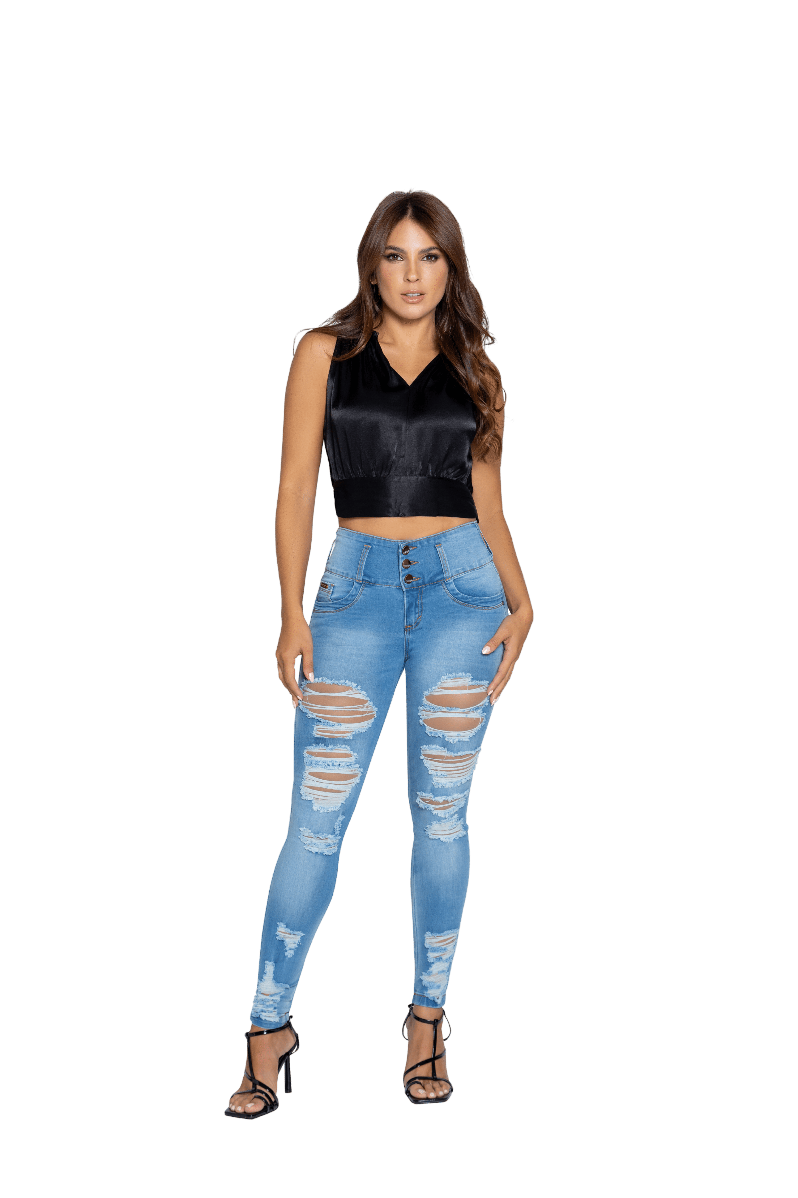 ILY Clothing Jean Ripped Light Wash Colombian