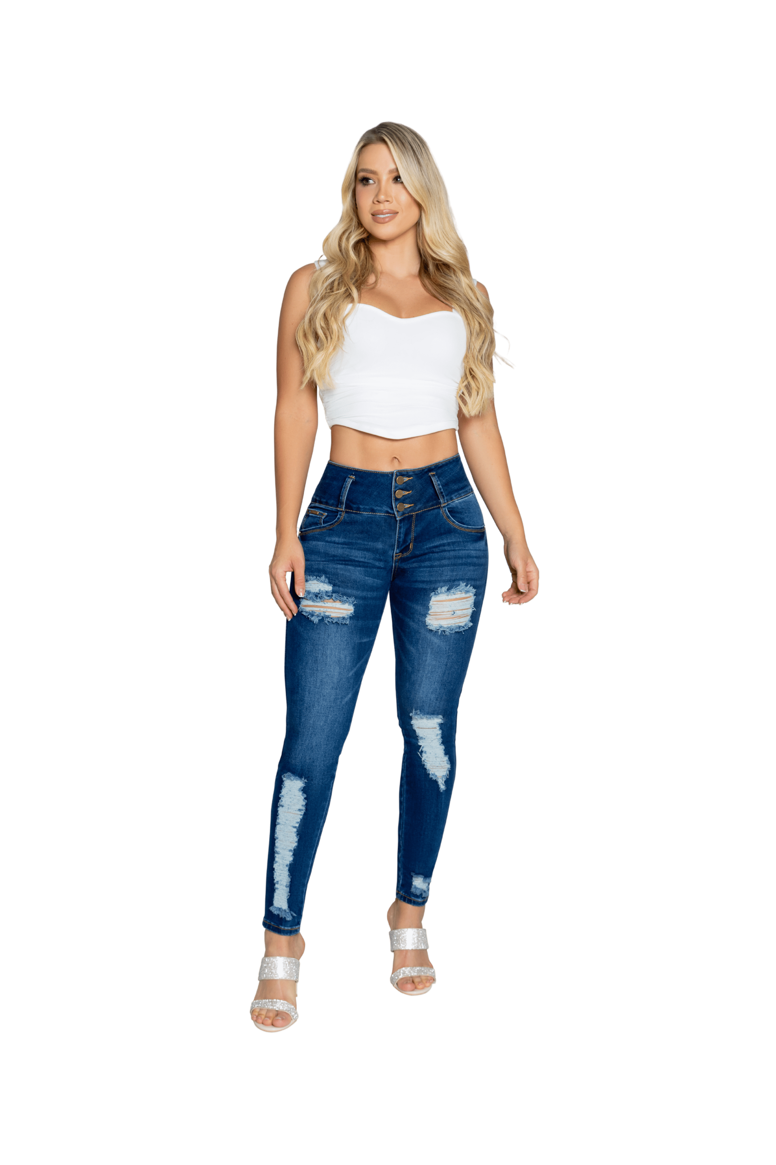 ILY Clothing Jeans Dark Distressed Push Up Jean