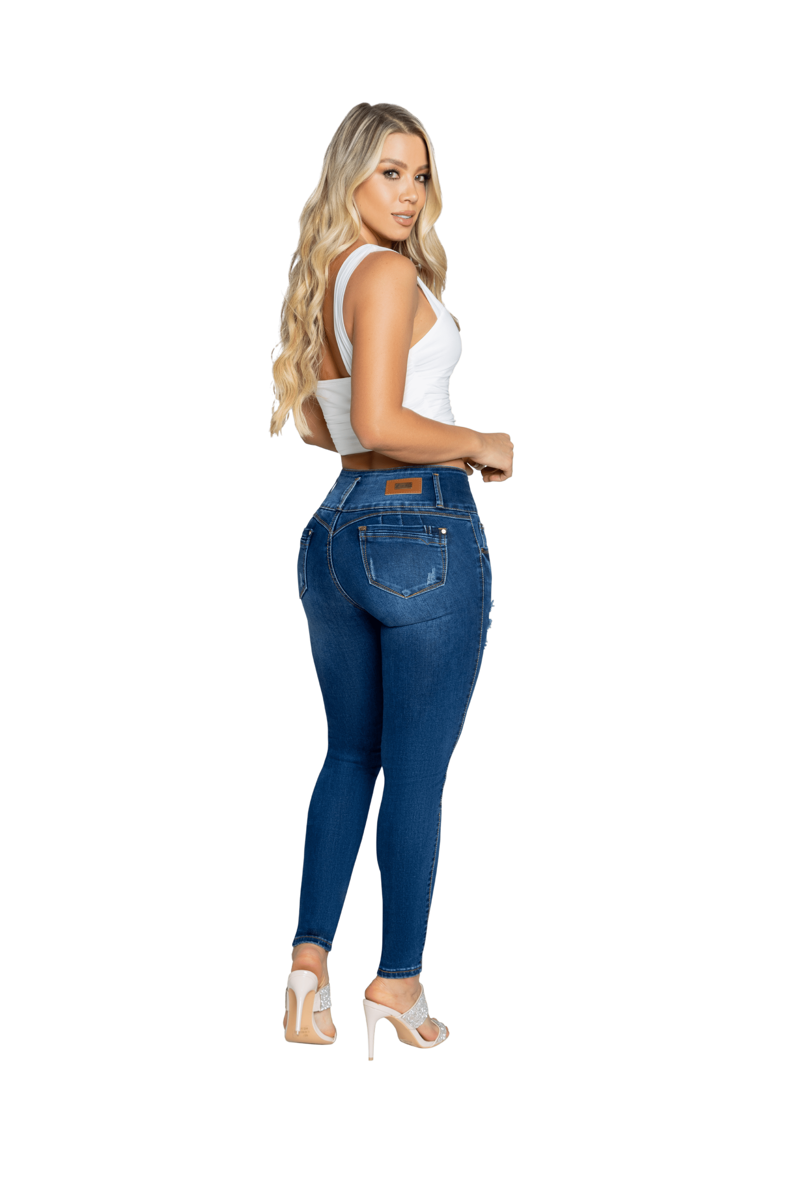 ILY Clothing Jeans Dark Distressed Push Up Jean